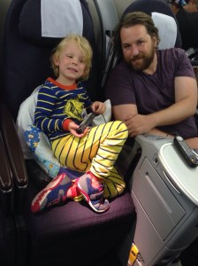 Lake and Jay enjoying Business class - we could get used to this...